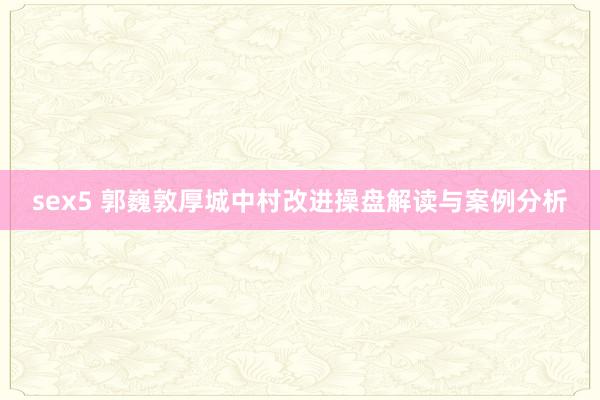 sex5 郭巍敦厚城中村改进操盘解读与案例分析
