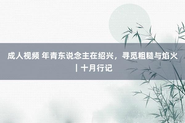 成人视频 年青东说念主在绍兴，寻觅粗糙与焰火｜十月行记