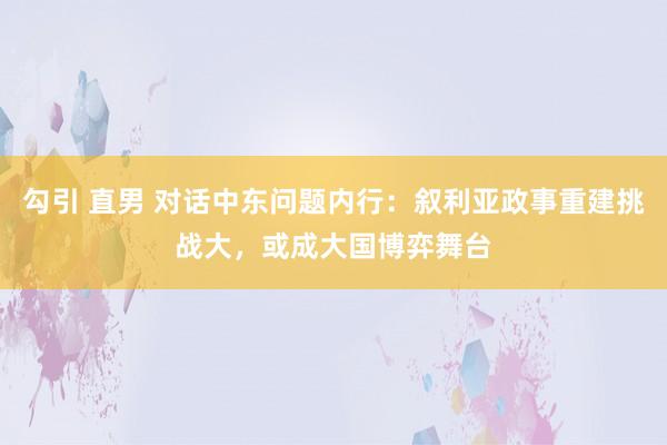 勾引 直男 对话中东问题内行：叙利亚政事重建挑战大，或成大国博弈舞台