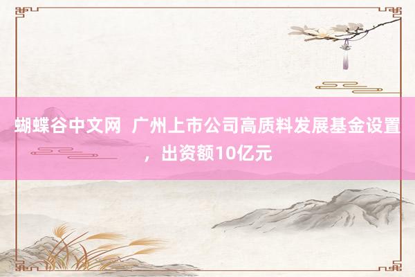 蝴蝶谷中文网  广州上市公司高质料发展基金设置，出资额10亿元