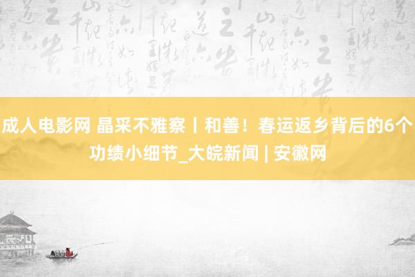 成人电影网 晶采不雅察丨和善！春运返乡背后的6个功绩小细节_大皖新闻 | 安徽网