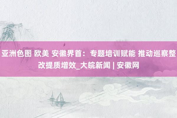 亚洲色图 欧美 安徽界首：专题培训赋能 推动巡察整改提质增效_大皖新闻 | 安徽网