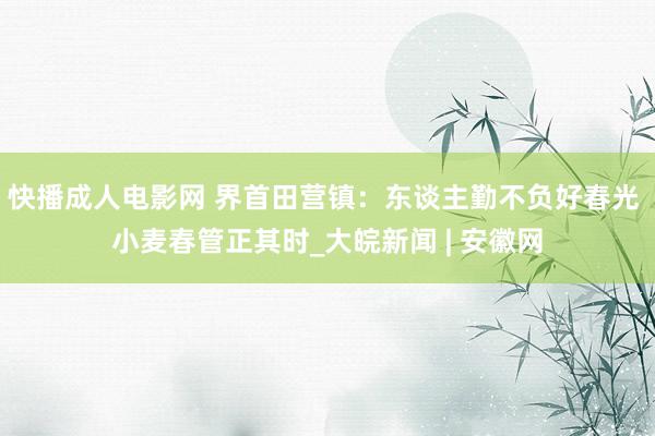 快播成人电影网 界首田营镇：东谈主勤不负好春光 小麦春管正其时_大皖新闻 | 安徽网