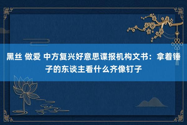 黑丝 做爱 中方复兴好意思谍报机构文书：拿着锤子的东谈主看什么齐像钉子