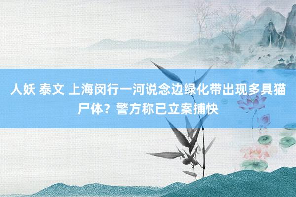 人妖 泰文 上海闵行一河说念边绿化带出现多具猫尸体？警方称已立案捕快