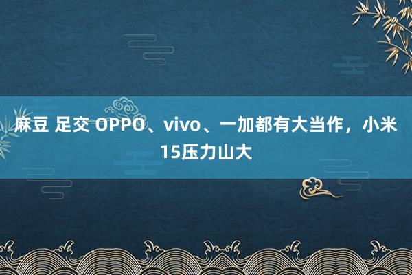 麻豆 足交 OPPO、vivo、一加都有大当作，小米15压力山大