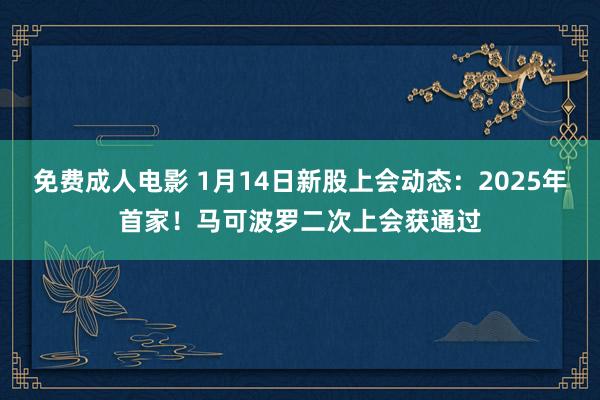 免费成人电影 1月14日新股上会动态：2025年首家！马可波罗二次上会获通过