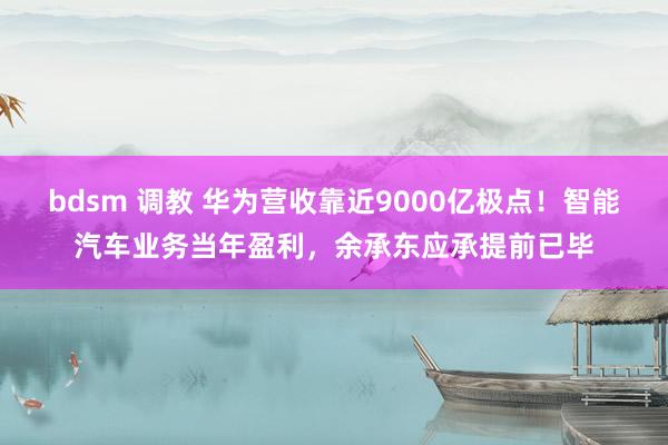 bdsm 调教 华为营收靠近9000亿极点！智能汽车业务当年盈利，余承东应承提前已毕