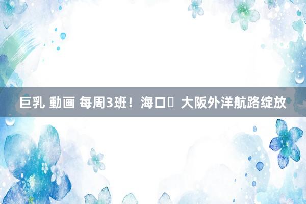巨乳 動画 每周3班！海口⇌大阪外洋航路绽放