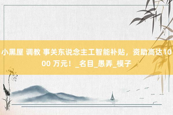 小黑屋 调教 事关东说念主工智能补贴，资助高达1000 万元！_名目_愚弄_模子