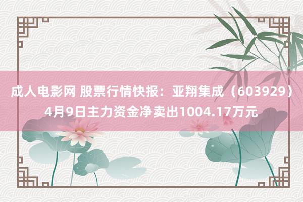成人电影网 股票行情快报：亚翔集成（603929）4月9日主力资金净卖出1004.17万元