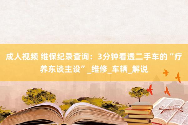 成人视频 维保纪录查询：3分钟看透二手车的“疗养东谈主设”_维修_车辆_解说