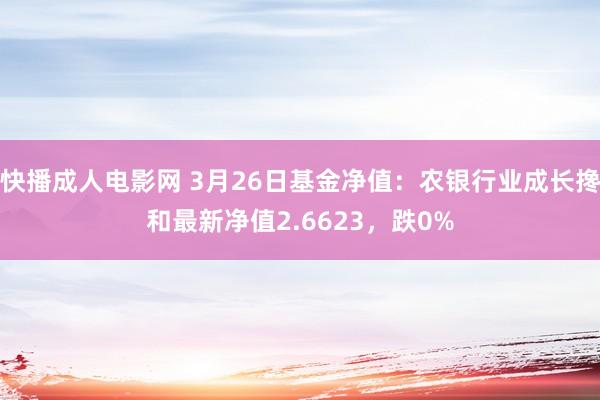 快播成人电影网 3月26日基金净值：农银行业成长搀和最新净值2.6623，跌0%