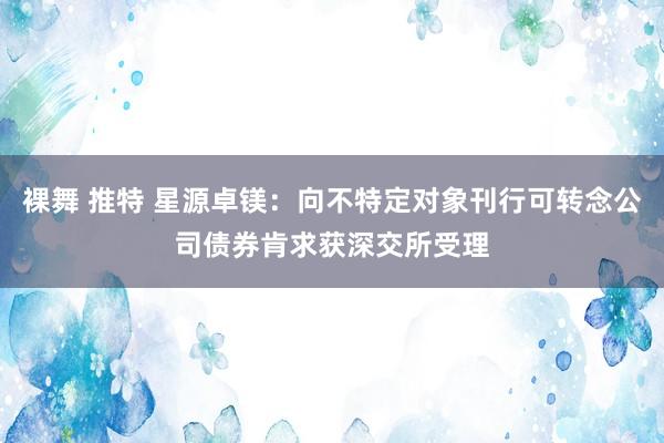 裸舞 推特 星源卓镁：向不特定对象刊行可转念公司债券肯求获深交所受理