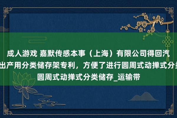 成人游戏 嘉默传感本事（上海）有限公司得回汽车位移传感器出产用分类储存架专利，方便了进行圆周式动掸式分类储存_运输带