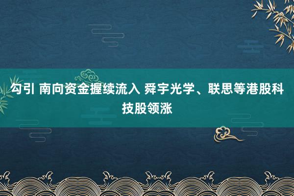 勾引 南向资金握续流入 舜宇光学、联思等港股科技股领涨