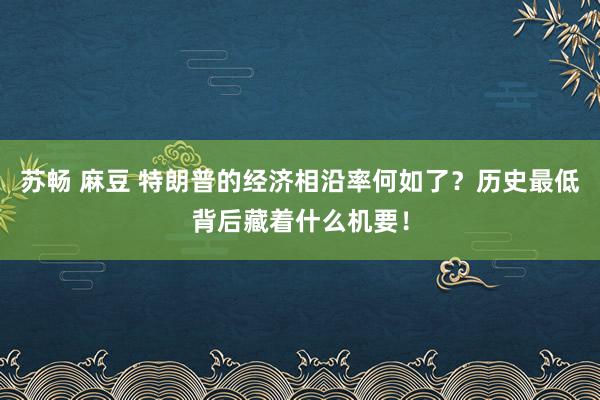 苏畅 麻豆 特朗普的经济相沿率何如了？历史最低背后藏着什么机要！